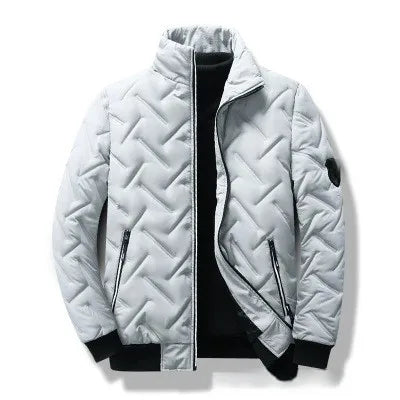 OEM Polyester Silk Cotton Padded Jacket Mens Winter Thick Loose Fit Stand Collar Warm Coat Cross Border Padded Jacket MegaBDM