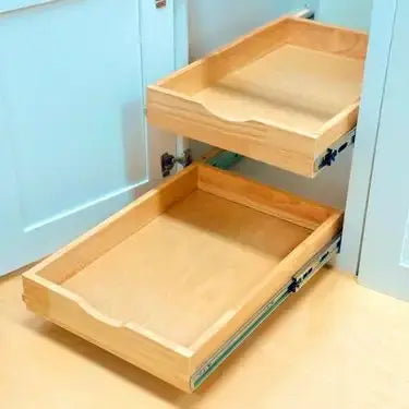 Premium Sliding Wood Cabinet Organizer Pull Out Shelves for Kitchen Cupboard Roll Out Wooden Pantry Storage Drawers MegaBDM