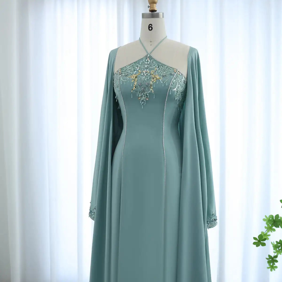 Jancember LSZ301 Glossy Mint Green Halter Evening Party Formal Gowns Dresses
