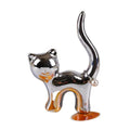 Silver/Gold Animal Cat Ceramic Simple Modern Jewelry Display Ring Holder for Home Decoration