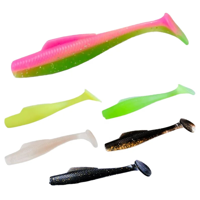 TPR 85mm/6.2g to 140mm/11g PVC Soft T Tail Worm Outdoor Fishing Lure Freshwater Bass Perch Marlin Bait