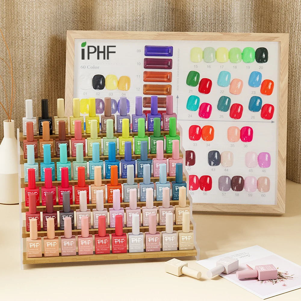 IPHF 60 Colors Gel Nail Polish Set Soak off Gel Nail Set Suitable for All Seasons Gel Polish Gifts MegaBDM