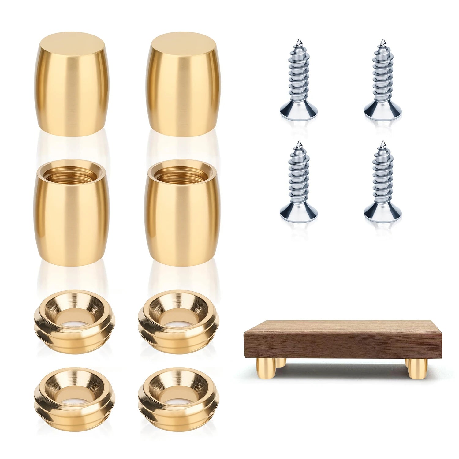 Brass Cutting Board Feet Chopping Board Feet Set With Silicone Nonslip Pads Stainless steel screws and Brass Washers(4PCS)