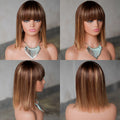 None Lace Wig for Black Women Wholesale Bone Straight Brazilian Double Drawn Bob Wigs 100% Virgin Remy Bangs 180% Density Cheap