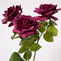Real Touch Burgundy Rose Artificial Flower Single Stem Moist Feeling Big Rose Korean Ins Floral Photography Props Bridal Bouquet MegaBDM