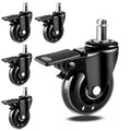 Swivel Casters 2.5inch PU Wheel Diameter With Brake Silent Durable 50kg Load Capacity for Gym Home Office Commercial Use Model MegaBDM