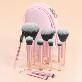 10 Pcs Mini Makeup Brush Set Short Pole Transparent Handle Portable for Loose Powder Contouring Blush Eyeshadow Brush