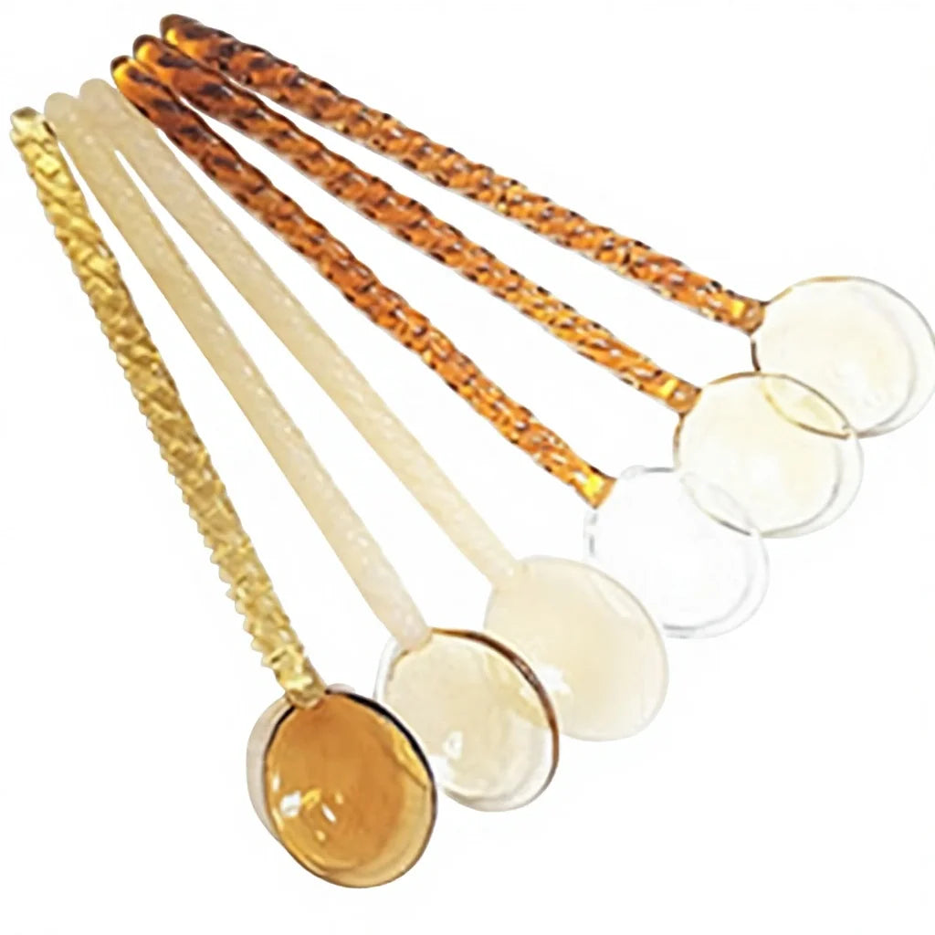Wholesale High Borosilicate Glass European Style Durable Bistro Catering Tableware Sustainable Colorful Spoon with Handle MegaBDM