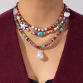 Cross-border Bohemian Style Colorful Beaded Pearl Necklace Handmade Abacus Bead Sweater Chain Light Luxury Non-fading Necklace