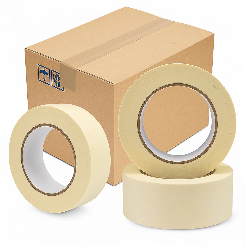 Custom Crepe Paper Rubber Adhesive Masking Tape Heat-Resistant No Residue Painters Roll for Car Painting Decoration