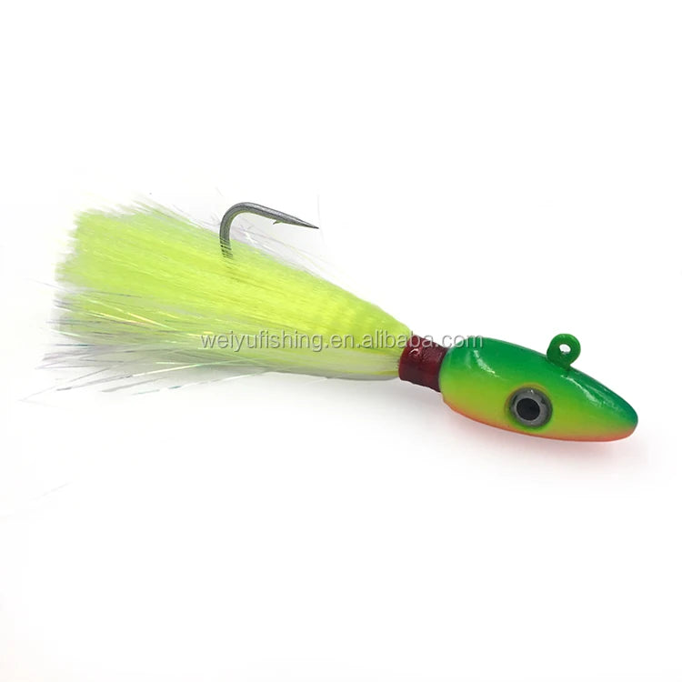 Weiyu Bucktail Jigs Metal Artificial Hard Bait for Saltwater Freshwater Fishing Bass Sea Bass Trout Striper Mackerel
