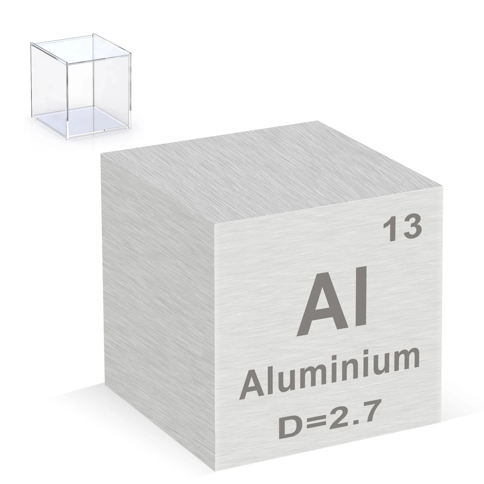 Aluminum Cube 0.39'' 99.99% High Purity Metal Density Element Cube for Elemental Collection Experiment Gift with Acrylic Case