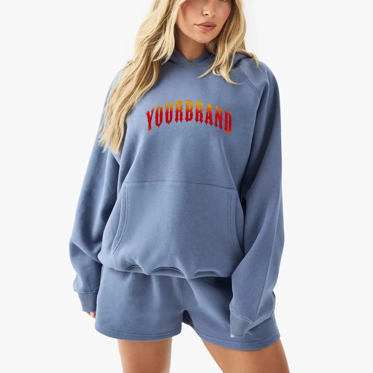Women's Summer Solid 2-Piece Crop T-Shirt Shorts Set Plus Size Comfortable 100% Cotton Custom Logo Multi Colors Breathable
