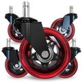 Bestseller 3 Inch/75mm Red Swivel Modern Office Chair PU Casters Wheels Hospital Gym Silent Roller Bearing Living Room Hotel MegaBDM