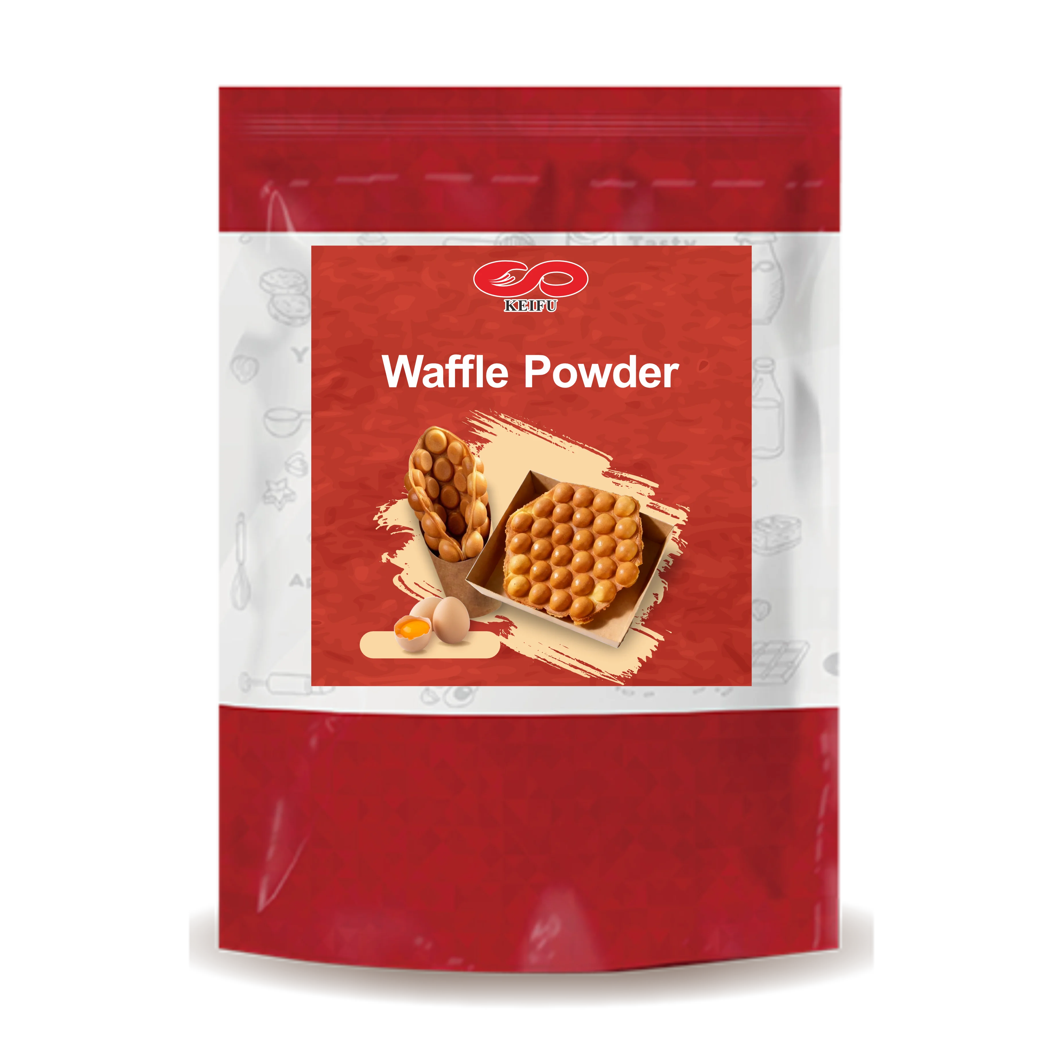 KEIFU Waffle Powder 1kg Bubble Egg Mix Hong Kong Style Dessert Ice Cream Fruit Toppings OEM Supplier Taiwan Children HALAL/HACCP