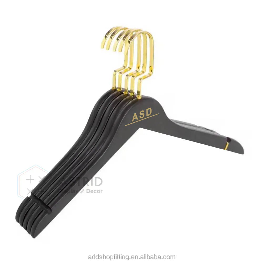 44.5cm/38cm Custom Logo Wooden Trousers Pants Display Hanger Eco-Friendly Space Saving Single Tier for Wardrobe & Store Use