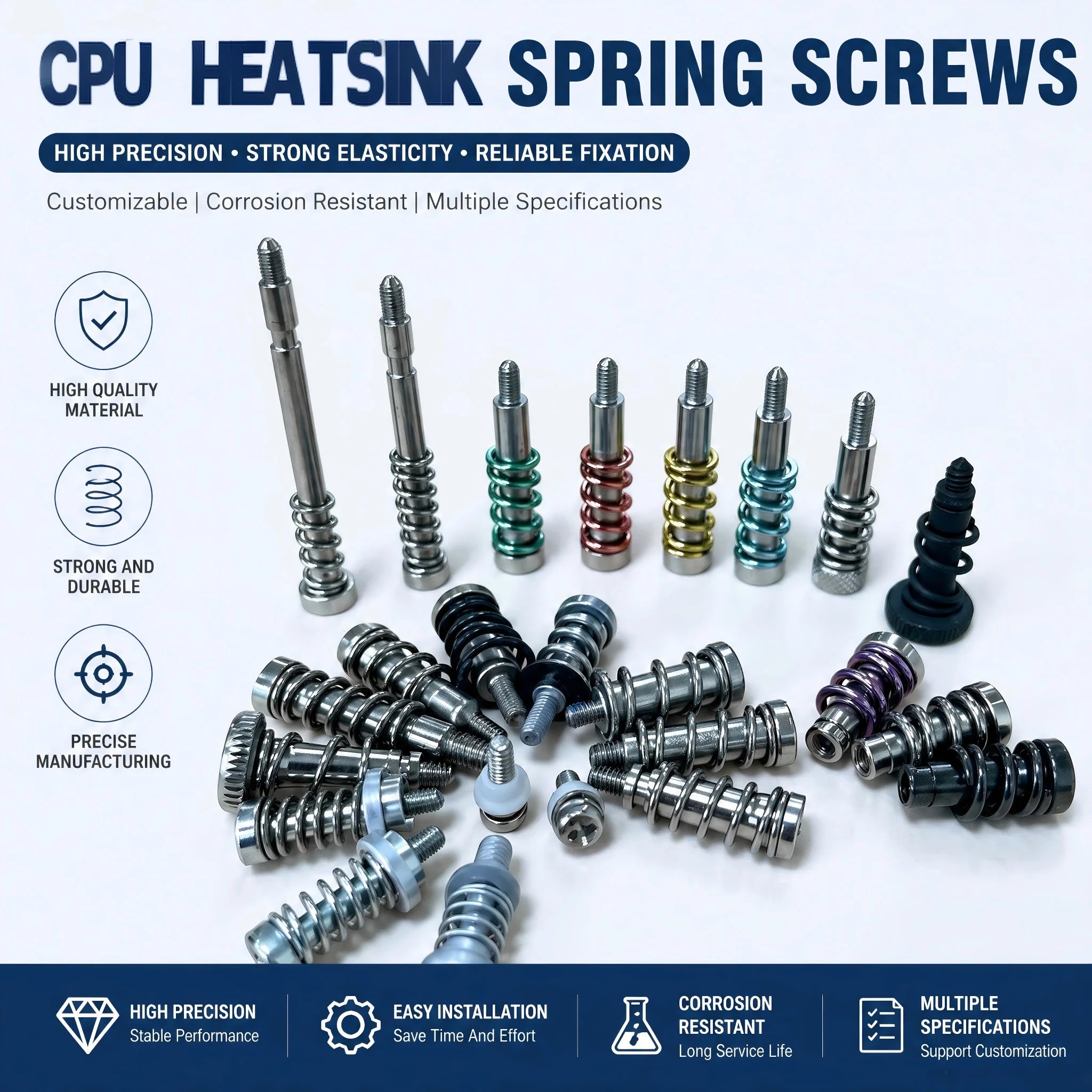 Factory OEM ODM Custom CNC Machining Hardware CPU Cooler Spring Screw High Precision Step Screws for CPU Heatsink Fastener
