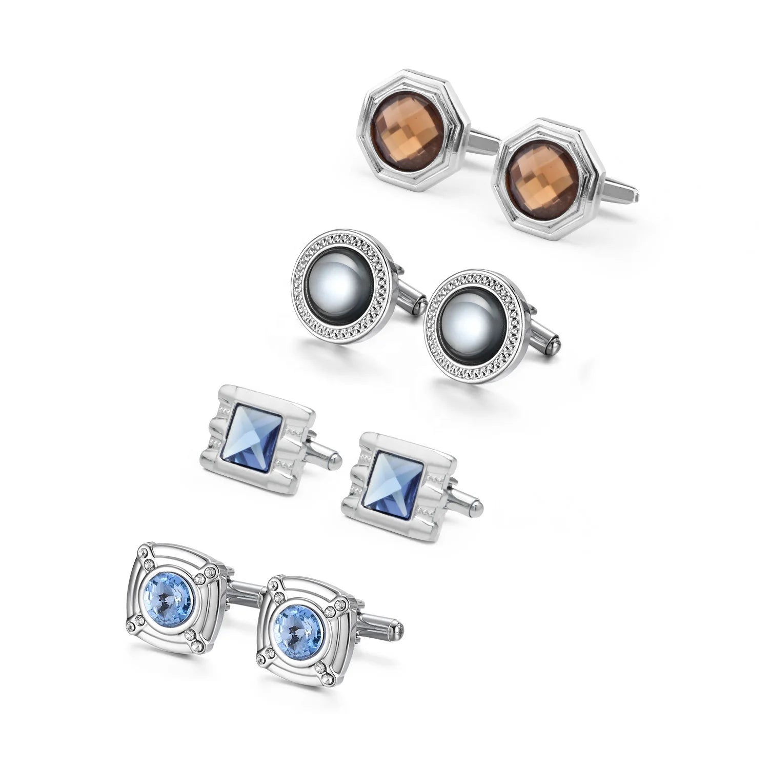 Cost Price Crazy Selling Ready to Ship Best Quality Fashion Brass Cuff Link Gemstones Lot Stock Novelty Cufflinks Luxury