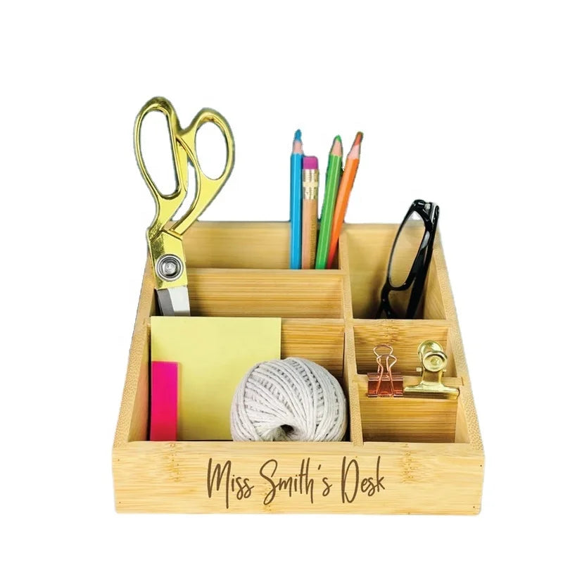 Personalised  5 -Tier Desktop Wood Organizer for Teachers Stationery  for Tableware and Sundries Storage in Living Room