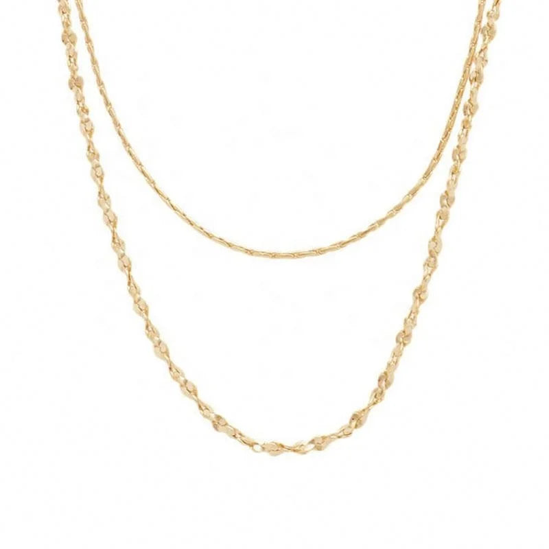 Jewelry 18k Gold Plated Double-layer Choker Necklace Stainless Steel Jewelry Wholesale