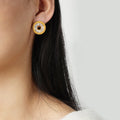 Women Design Dainty Jewelry 18k Gold Plated Stainless Steel O Shape Round Inlay Cubic Zircon Hollow Stud Earrings