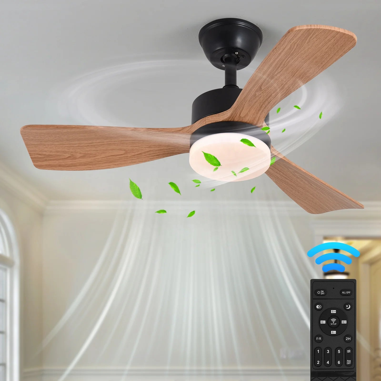 Simple  Ceiling Fan with Light and Remote  Bedroom Living Room High Speed Ceiling Fan