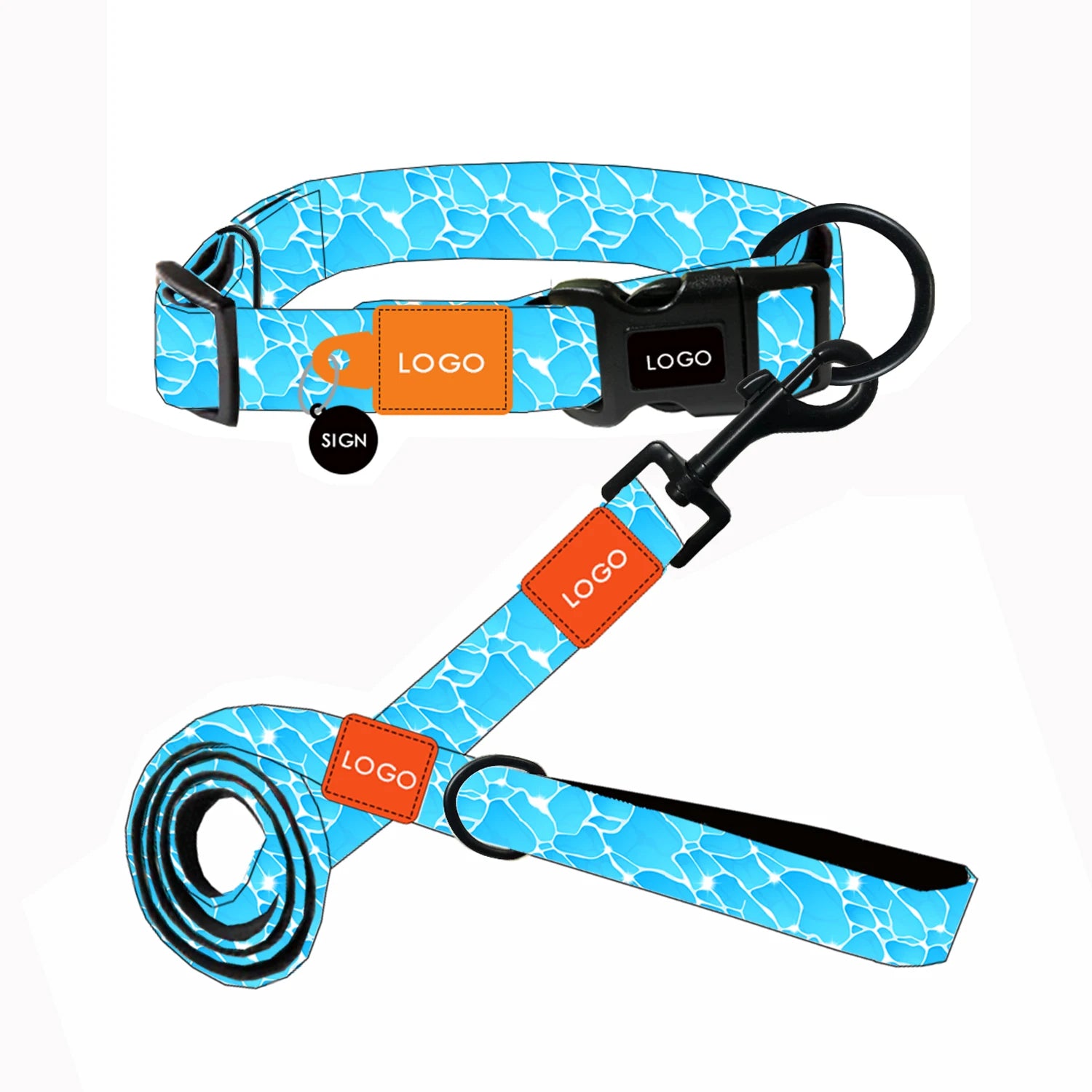 LED Custom Printed Padded Polyester Dog Harness with Quick Release Paracord Headrest Car Seat Belt Snake Chain and Flower