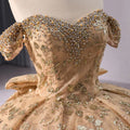 For Jancember 241043 Elegant Champagne Empire Modern Ball Gown Lace Decoration Plus Size Evening Party Dresses with Chapel Train