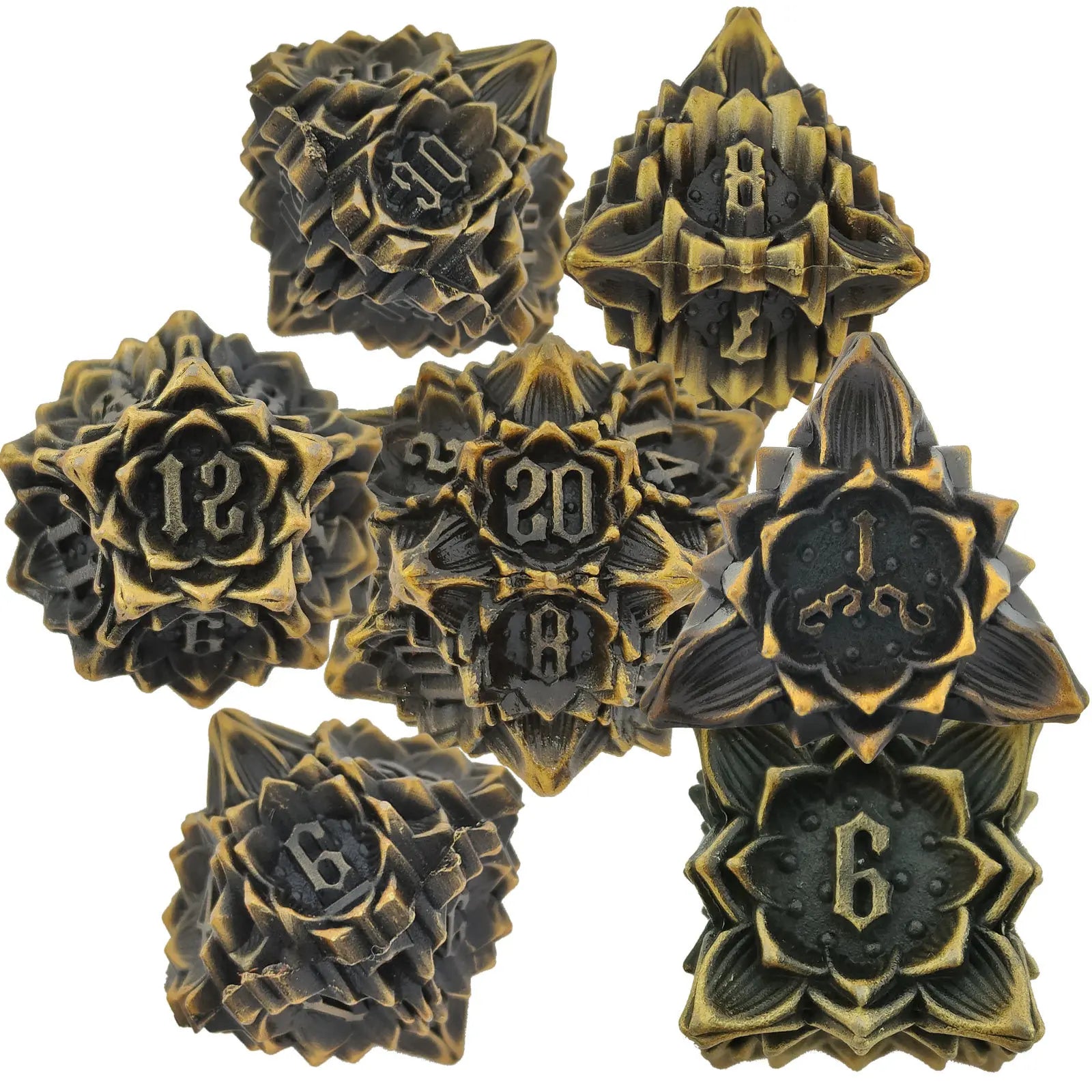 7PCS Luxury Handmade Floral DND Dice Set Polyhedral Hollow Zinc Alloy 40mm Customized Color RPG Dungeons & Dragons Dnd Dice