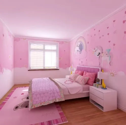 Pink Lovely Unicorns Waterproof 3d Wallpaper for Girls Home Decoration