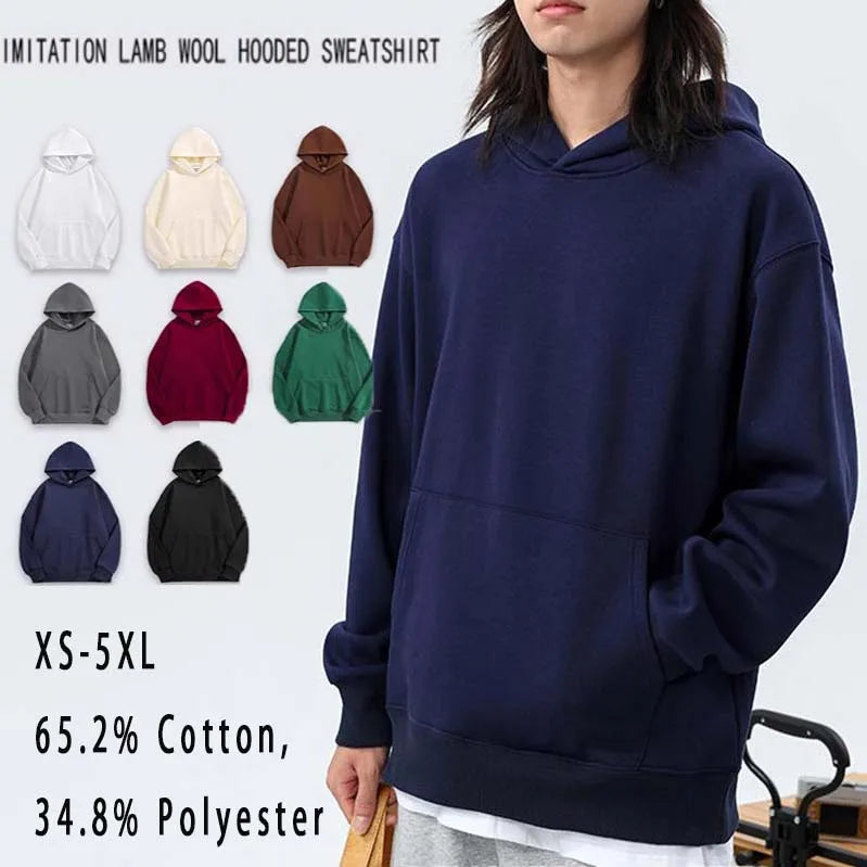 YIYI Plus Size Cotton Blend Solid Loose Men's Hoodies and Sweatshirts Phone Pockets Drop Shoulder Casual Long Sleeve Sweatshirt MegaBDM