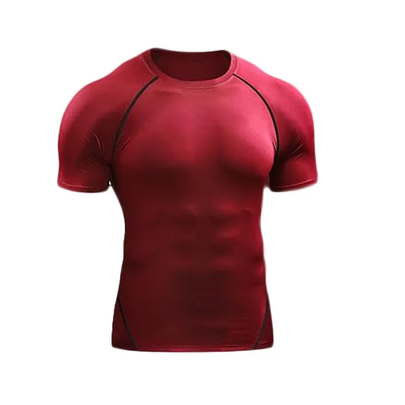 OEM Custom Logo Design Men's Fitness Short Sleeve Running Sports Sweat Absorbing Quick Drying O Neck Basketball Tights T-Shirt