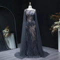 Jancember LSZ051 Shiny Sequins Beaded Evening Prom Mermaid Dresses With Cape Sleeve
