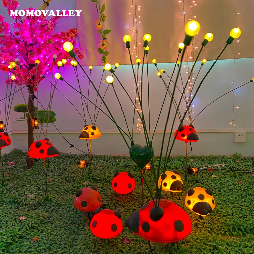 24v Garden Lighting PVC Led starburst Wind Swaying Bead Spinning Moving Twinkle Firefly Lights for Patio Pathway Outdoor Decor