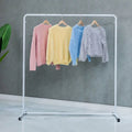 Modern White Stainless Steel Detachable Movable Wheel Rail Stand Clothes Display Rack for Clothing Shops