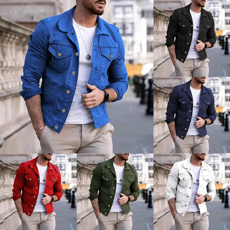 RNSHANGER Hip-hop Men's Denim Jackets Streetwear Casual Classic Slim Jeans Coat Male Brand Cowboy Jacket with Multi-pocket MegaBDM