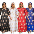 Luxury New Fashion Elegant Embroidery Boubou White Dress Set With Matching Scarf Long Maxi Robe for Women K0684