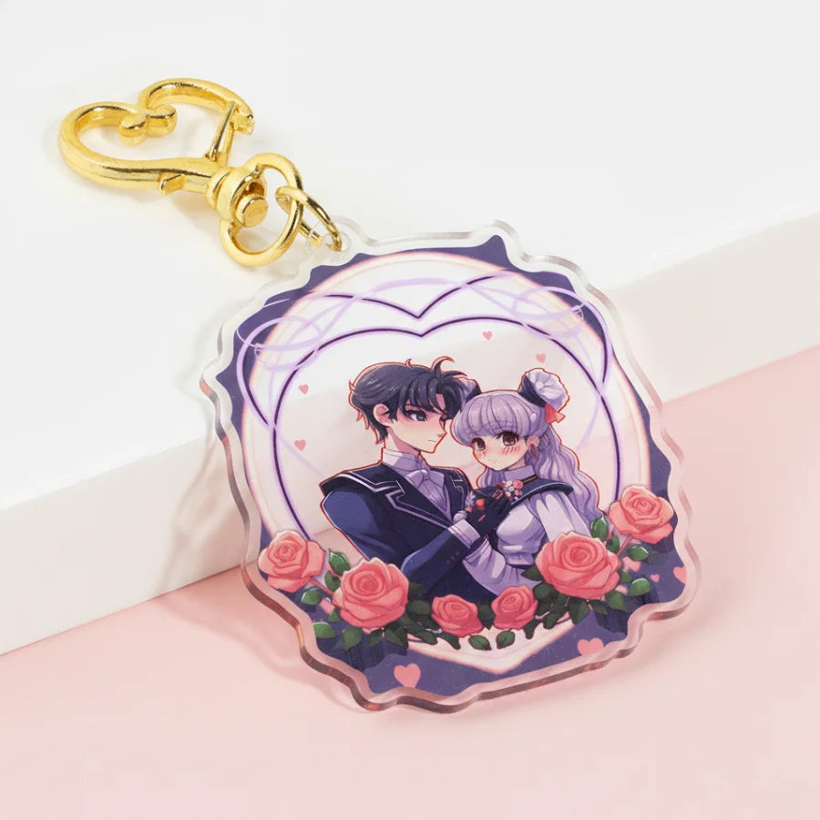 Customized Logo Clear Acrylic Keychain Personalized Holographic Anime Cartoon Pendant Promotional Glitter Jewelry Keychain