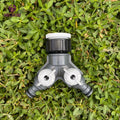 Y-Shaped 2-Way Plastic Garden Hose Connector with Quick Connection Two Individual Control Valves