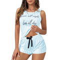Women's High Quality Knitted Jersey Cotton Pajamas Custom Pattern Letter Printed Short Sleeve Summer Sleepwear Front Spring