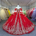 Jancember 1261 Traditional Red Glitter Lace Embroidery Quinceanera Dresses for Women
