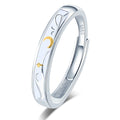 Women's Ring  Fashion Jewelry Dainty Valentine's Day Star and Moon 925 Sterling Silver Rings