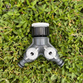 Y-Shaped 2-Way Plastic Garden Hose Connector Two Individual Control Valves Quick Connection