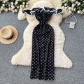 Summer Roman Tunic Slim Casual Midi Dress For Women Empire Patchwork Polka Dot Lace Dress