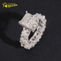 Luxury Wedding Bride Boutique Fashion 925 Sterling Silver Pass Diamond Tester 5Ct Radiant Moissanite Engagement Eternity Ring