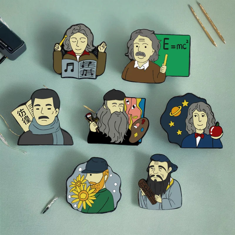 Interesting Celebrity Portrait Vivid Creative Character Head Shape All-match Brooch Accessories Baking Paint Badge Historic MegaBDM