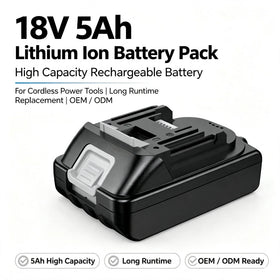 18V 5Ah Lithium Ion Battery Pack High Capacity Rechargeable Battery for Cordless Power Tools Long Runtime Replacement OEM ODM