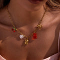 DIY Bear Cherry Bow Pearl Cross-border European and American Versatile Hot Girl Style Non-fading Necklaces for Women