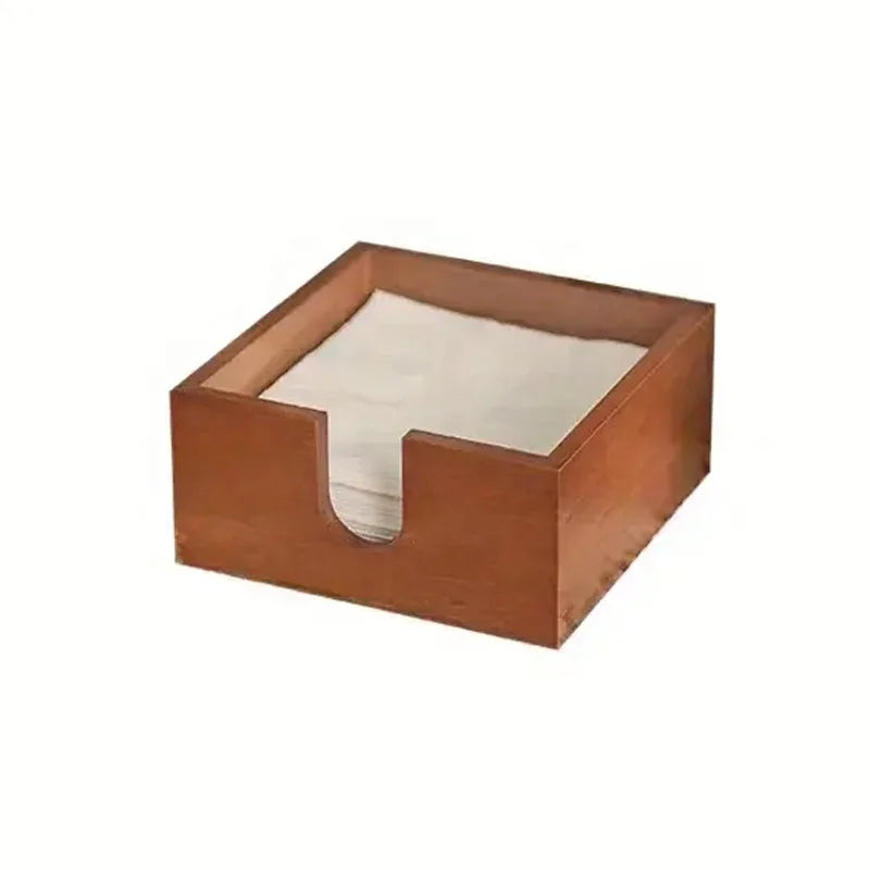 Solid Pine Wood Napkin Tissue Holder Creative Vintage Luxury Design Desktop Storage Box for Home Bathroom Kitchen or Bar