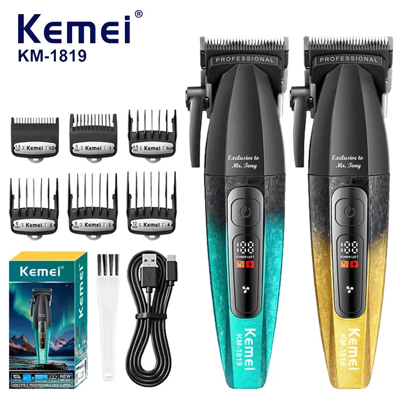 Kemei 1819 Electric Hair Clippers Men Professional Rechargeable Cordless Hair Cutting Machine High Quality Hair Trimmer Barber